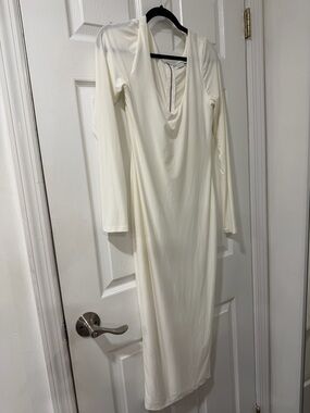 Long Sleeve Cream midi dress